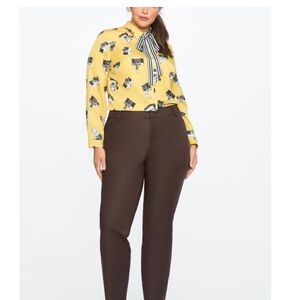 Eloquii Kady Double Weave Pant Espresso Brown Trousers Career 29" Inseam Stretch